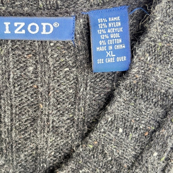 Izod Sweater Vest Size XL Gray Tan Tweed V-Neck Wool Blend Kurt Cobain 90's - Picture 9 of 9